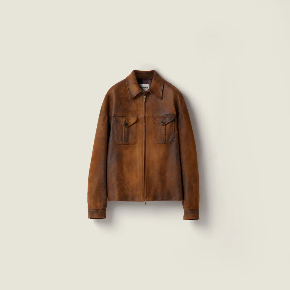 Waxed suede leather jacket