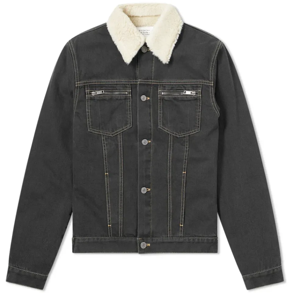 Text Logo Shearling Denim Jacket