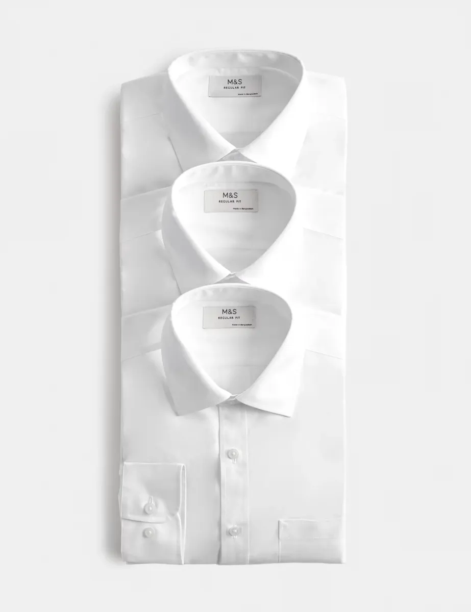 2 Inch Shorter 3 Pack Cotton Blend Shirts White