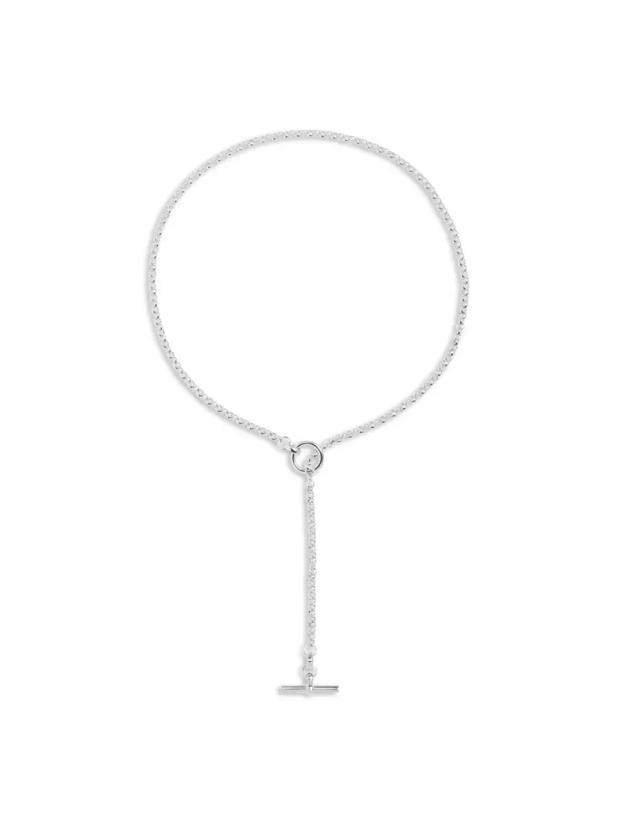 Short Silver Lariat Necklace
