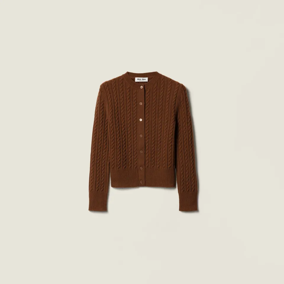 Cable-knit cashmere cardigan