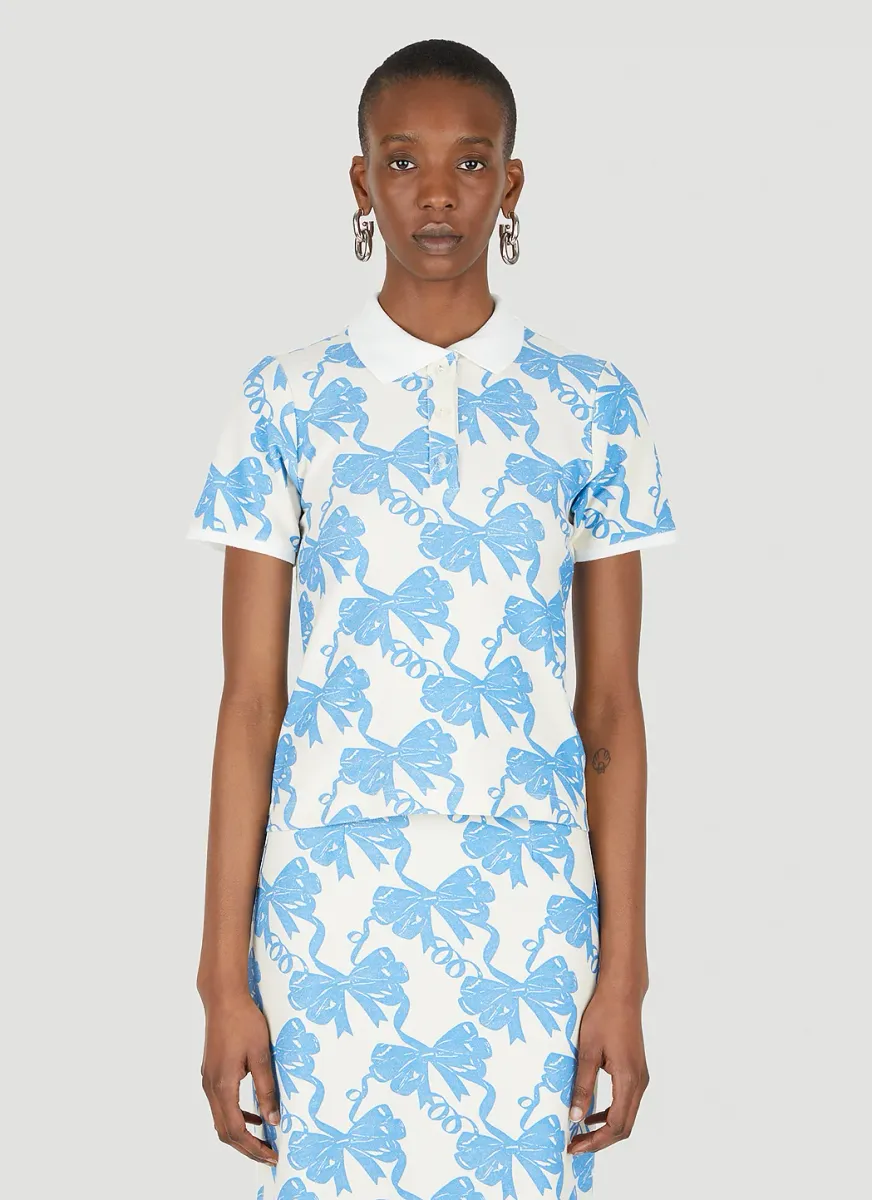 Au Fait Ribbon Print Polo Shirt