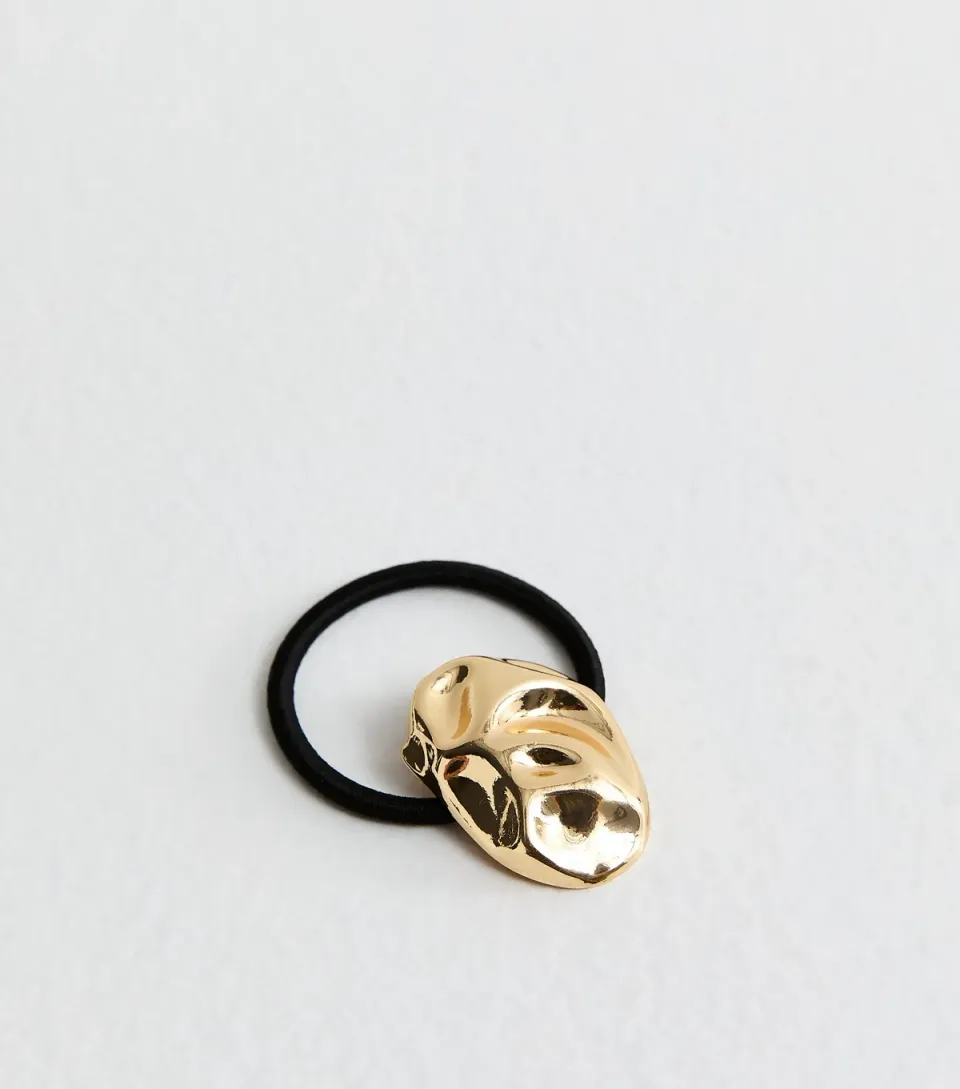 Gold Tone Abstract Oval Hair Tie
