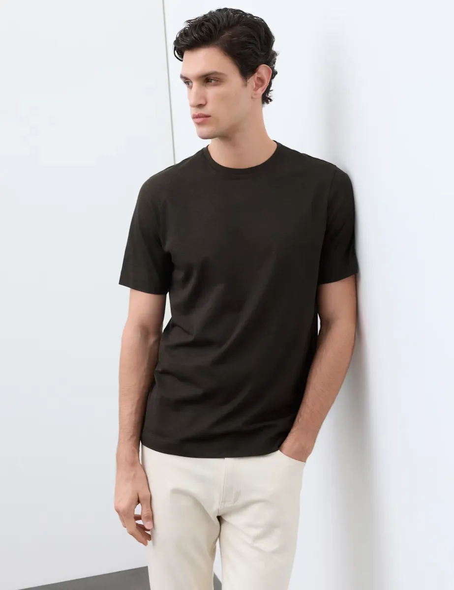 Pure Supima Cotton Performance Crew Neck T-shirt Chocolate Mix