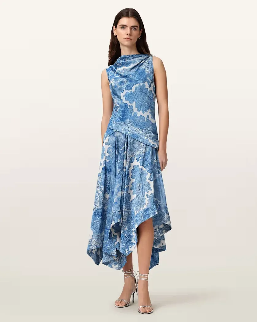 Prue Draped Asymmetric Midi Dress