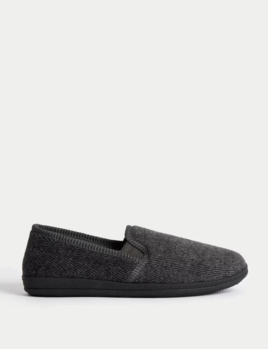 Herringbone Slippers with Freshfeet Grey