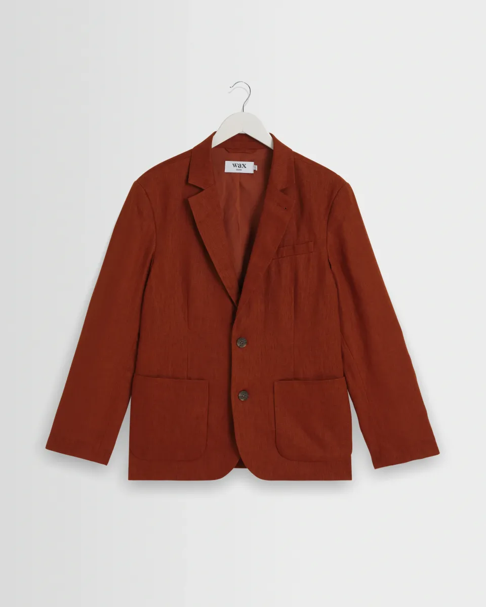 Fintry - Rust Linen Single-Breasted Blazer