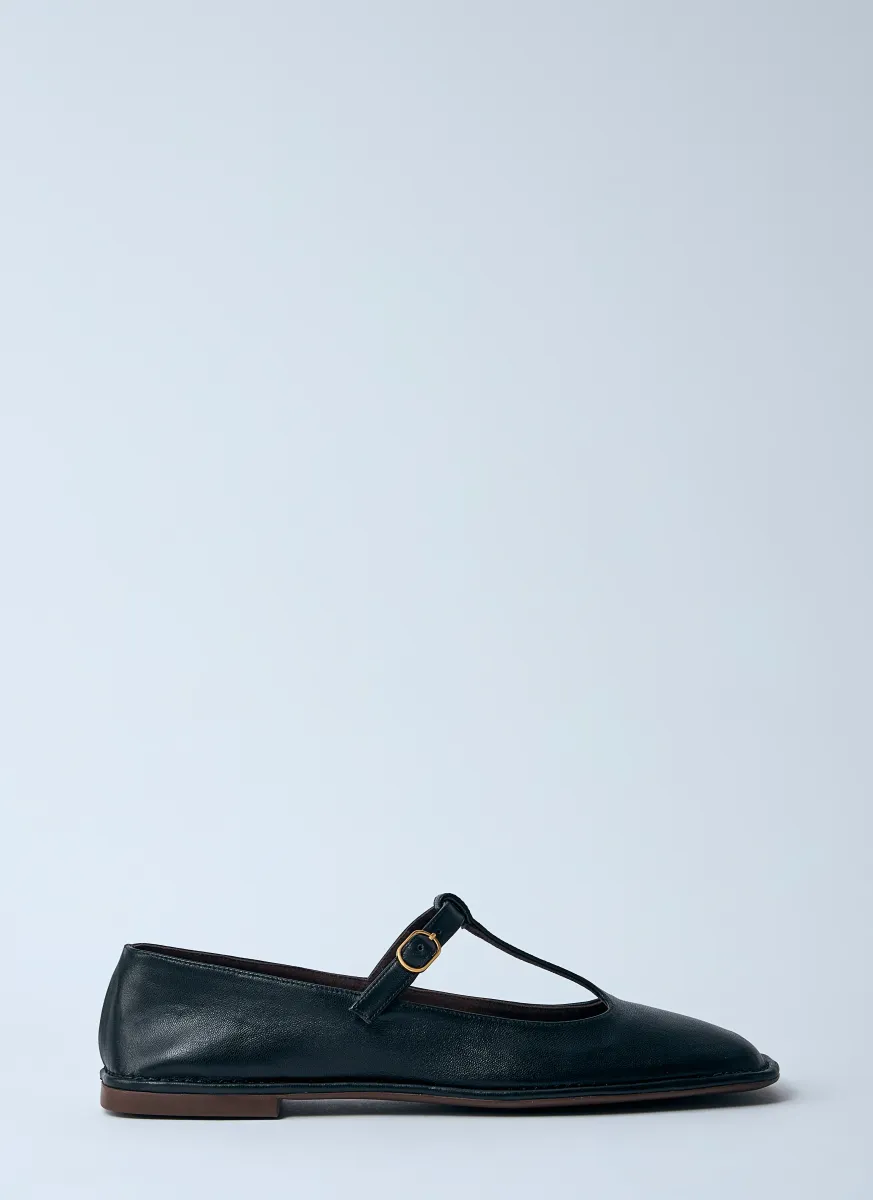 Square T-Strap Flats