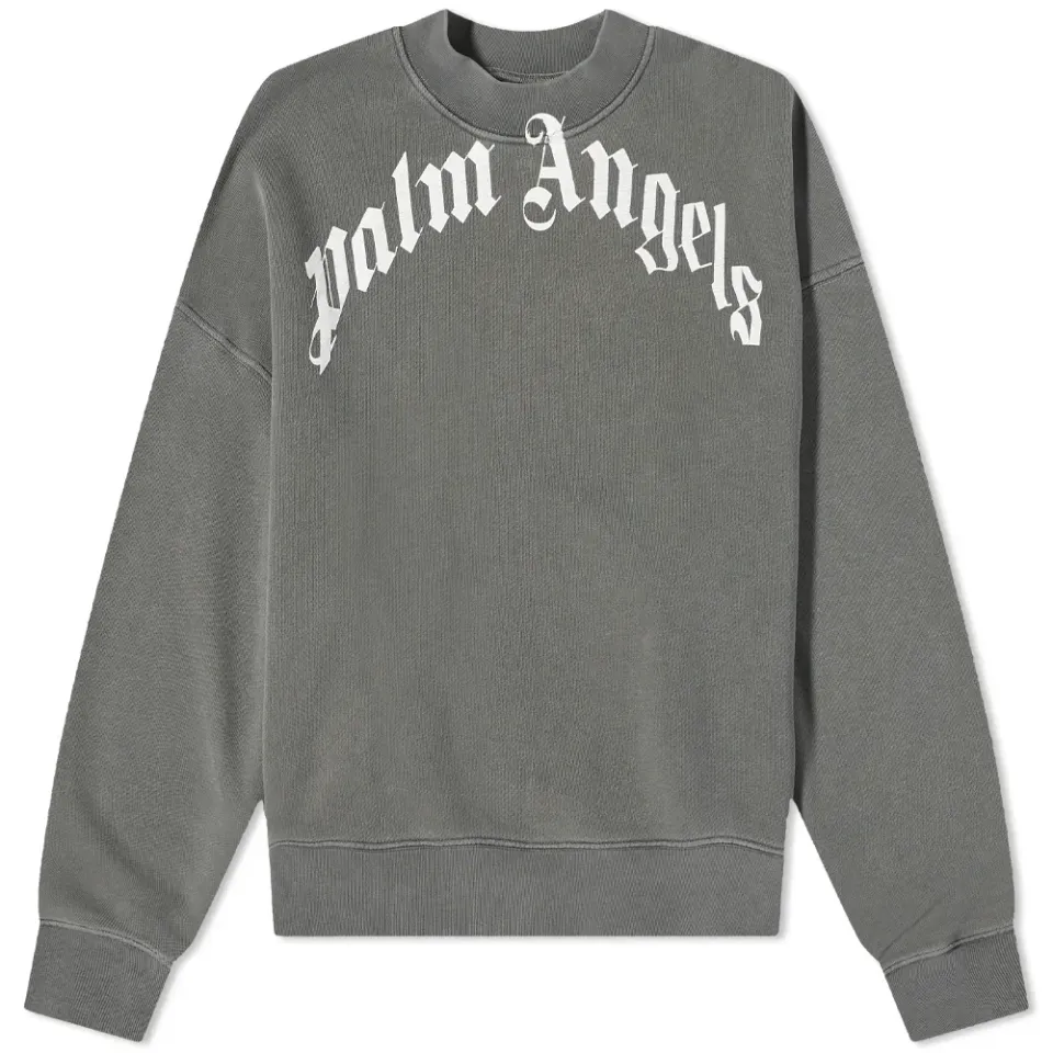 Garment Dyed Curved Logo Crew Sweat