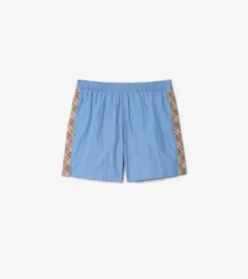 Check Trim Swim Shorts in Cornflower blue - Men, Nylon