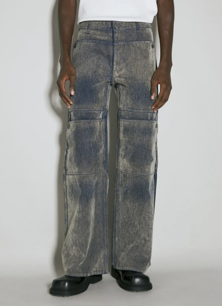 Coated Denim Utility Pants