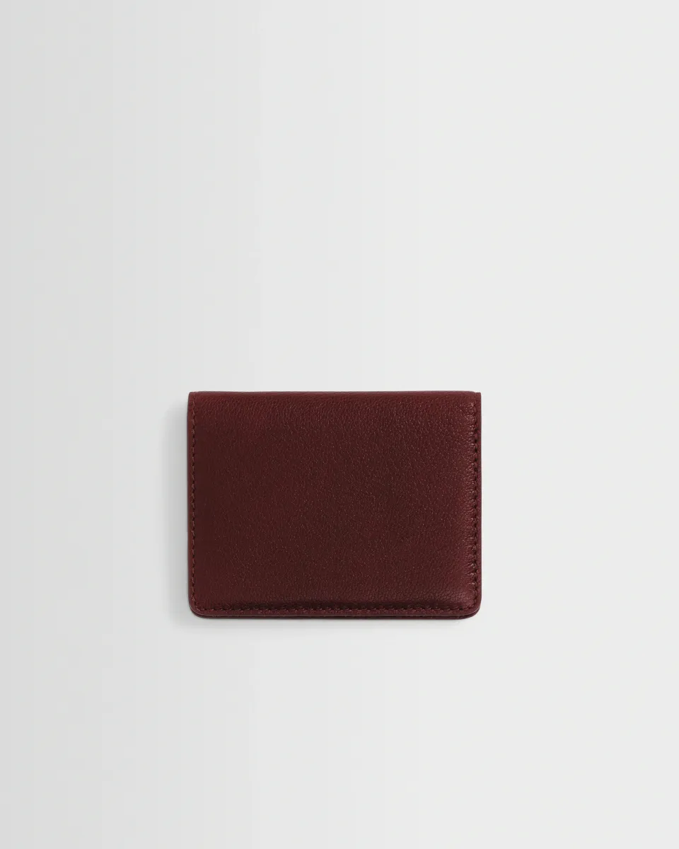 Forbe - Cherry Retro Grain Leather Cardholder