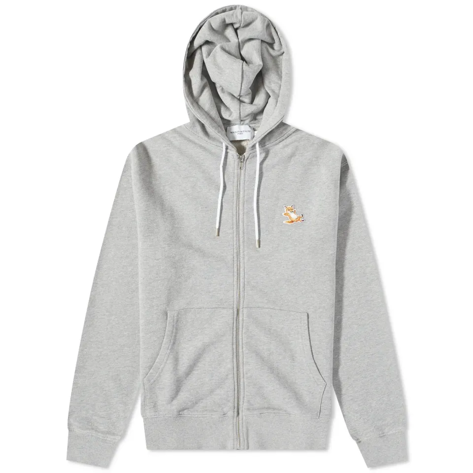 Chillax Fox Patch Zipped Hoodie