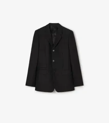 Striped Wool Mohair Tailored Jacket in Black