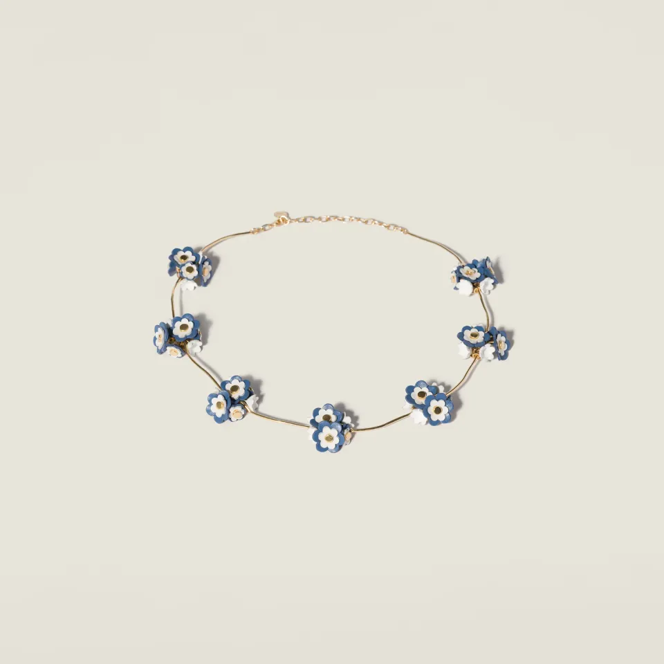 Metal and leather necklace