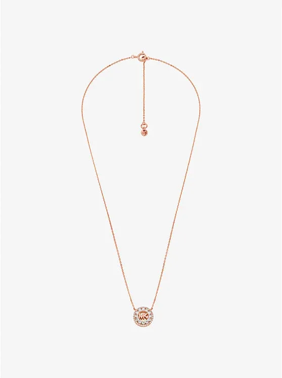 Fulton Precious Metal-Plated Pavé Logo Charm Necklace