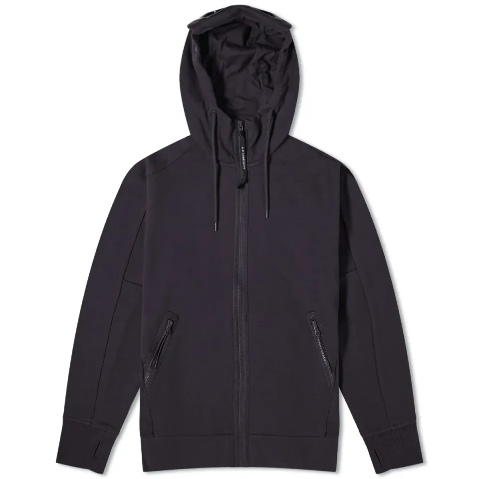 Diagonal Raised Fleece Goggle Zipped Hoodie