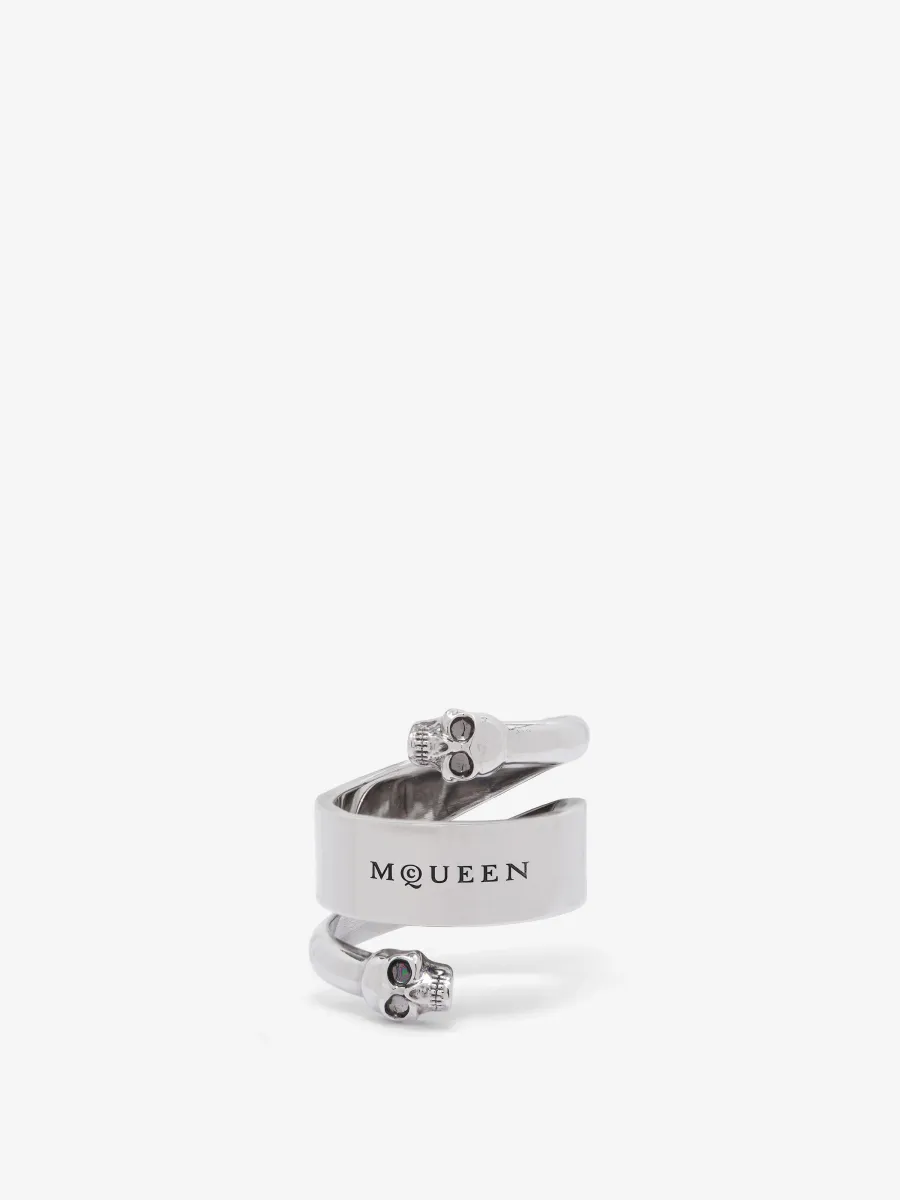 Twin Skull Ring with Logo