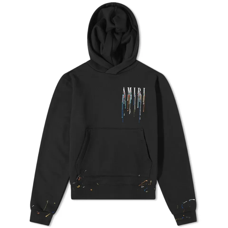 Embroidered Paint Drip Popover Hoodie