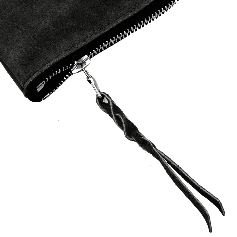 Suede Half Zip Wallet