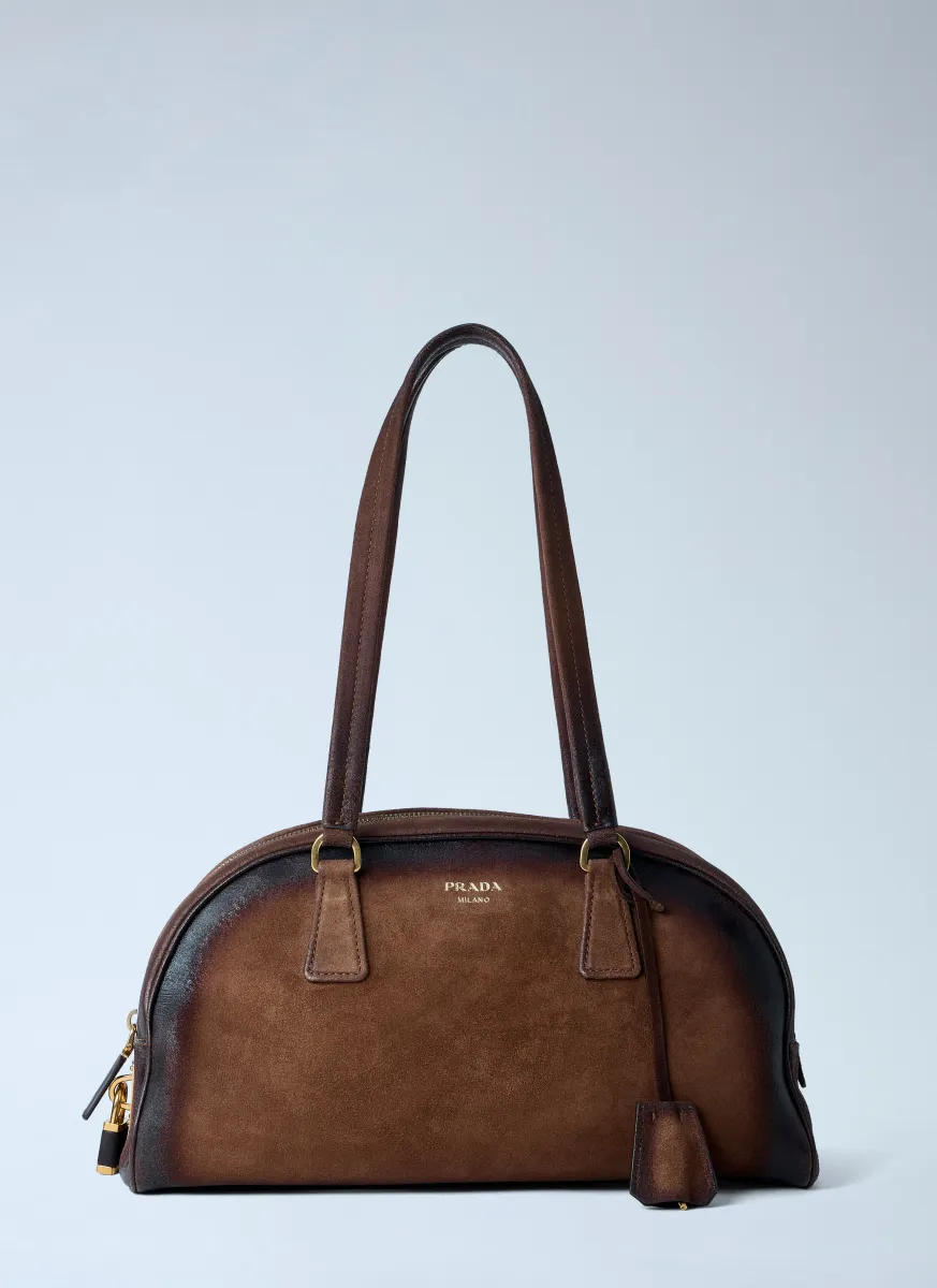 Bowling Medium Suede Handbag