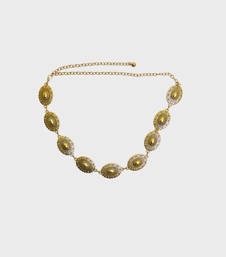 Gold Tone Oval Chain Belt