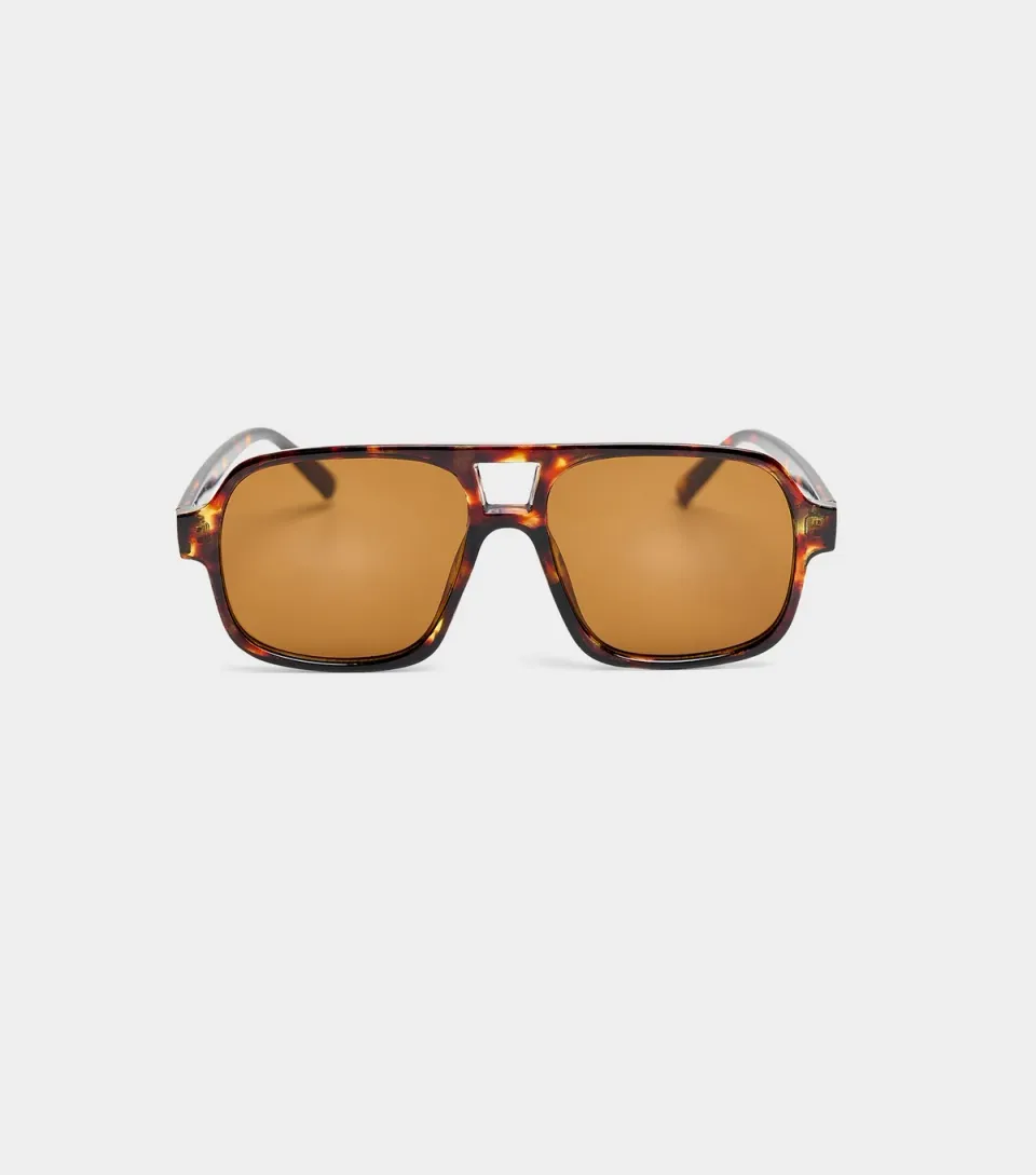 Brown Oversized Square Aviator Sunglasses