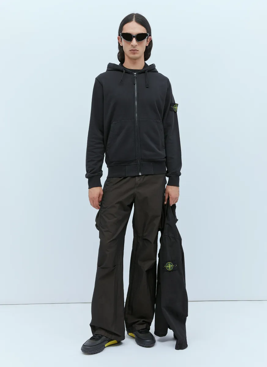 Hooded Compass Patch Zip-Up Sweatshirt