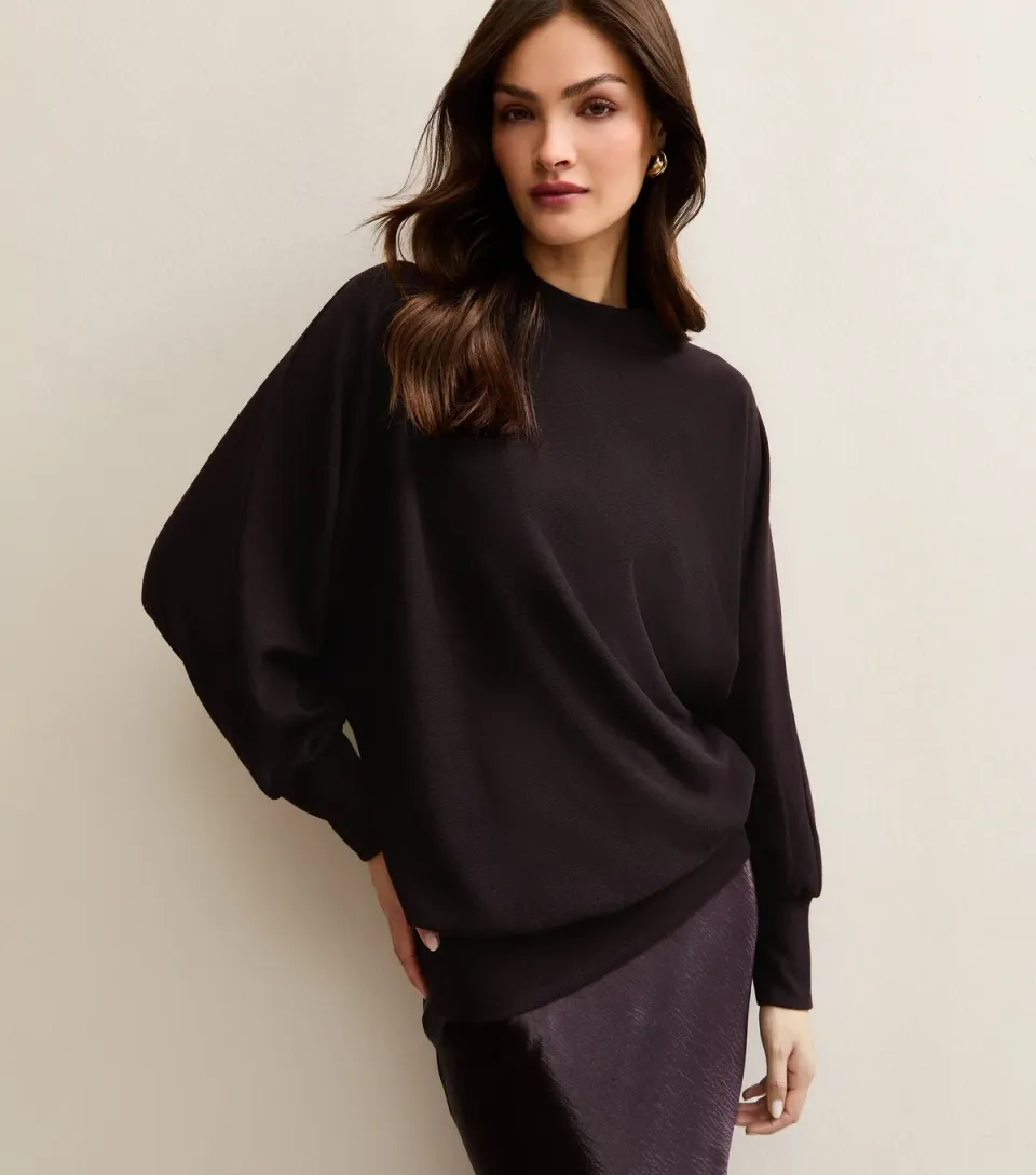 Women's Tall Dark Purple Batwing Jumper