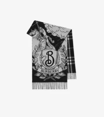 Wide Reversible Stormy Knight Scarf in Black/calico beige