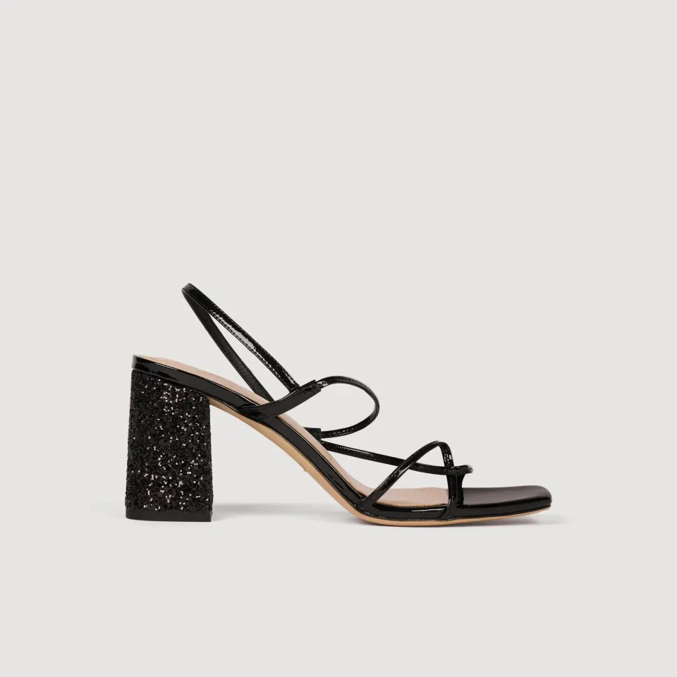 Glitter heel sandals