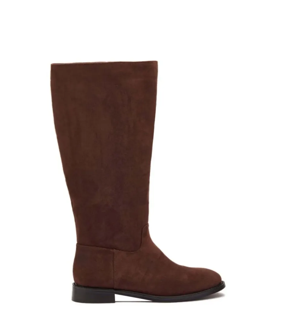 Women's Brown Faux Suede High Knee Boots
