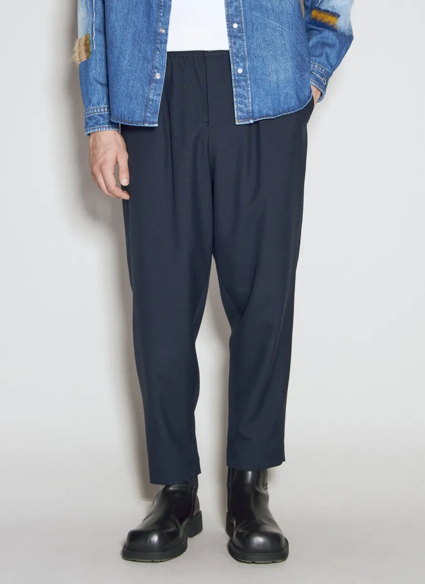 Drawstring Waist Wool Pants