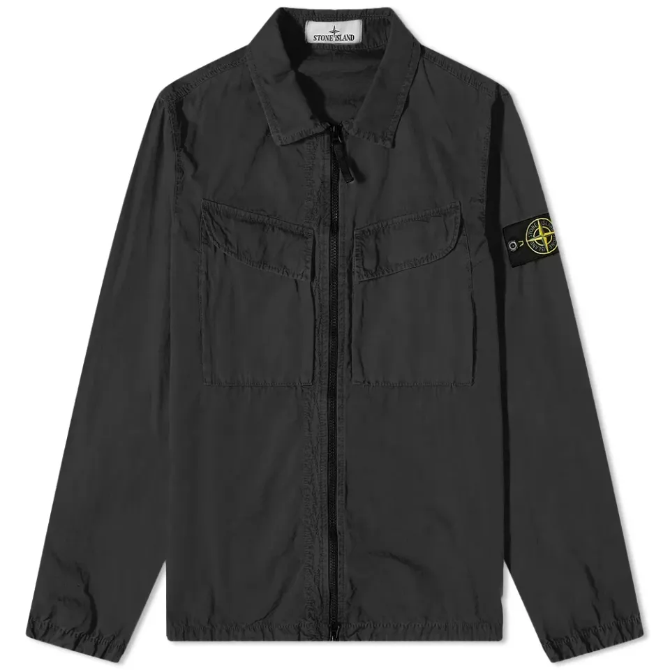 Brushed Cotton Canvas Zip Overshirt