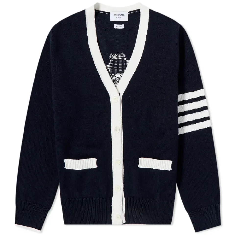 Flower Icon 4 Bar V Neck Cardigan