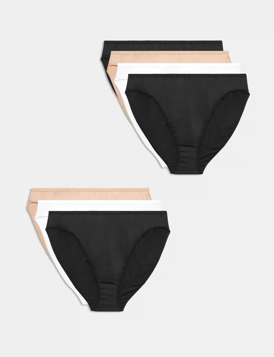 7 Pack Microfibre High Leg Knickers White Mix
