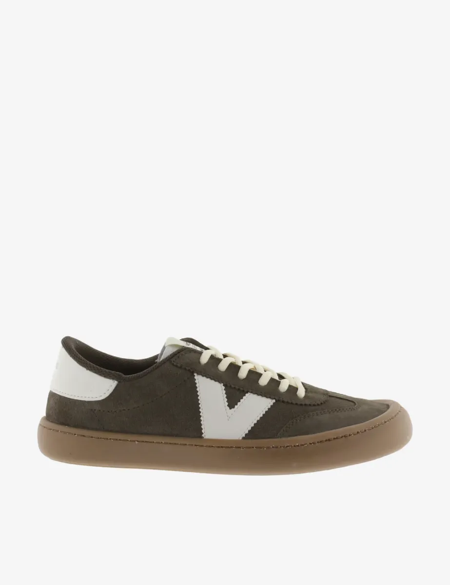 Wide Fit Leather Lace Up Trainers Khaki