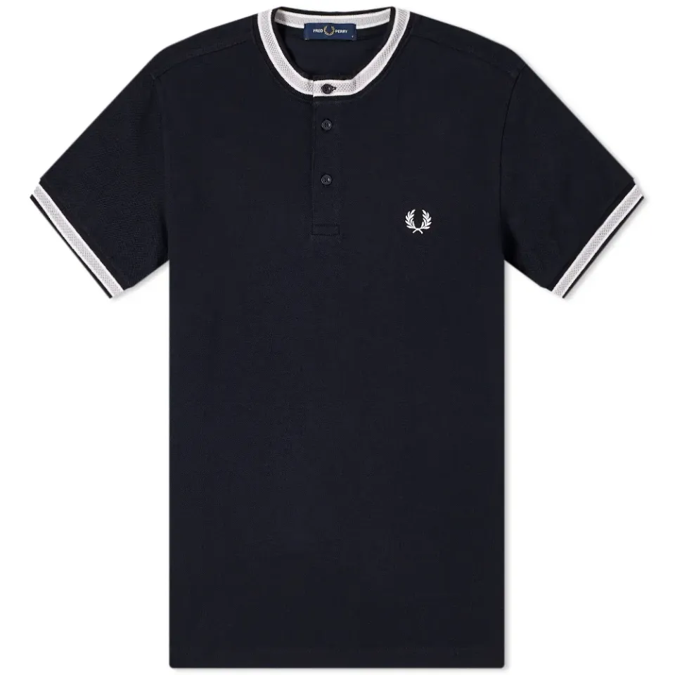 Textured Tipped Henley Polo