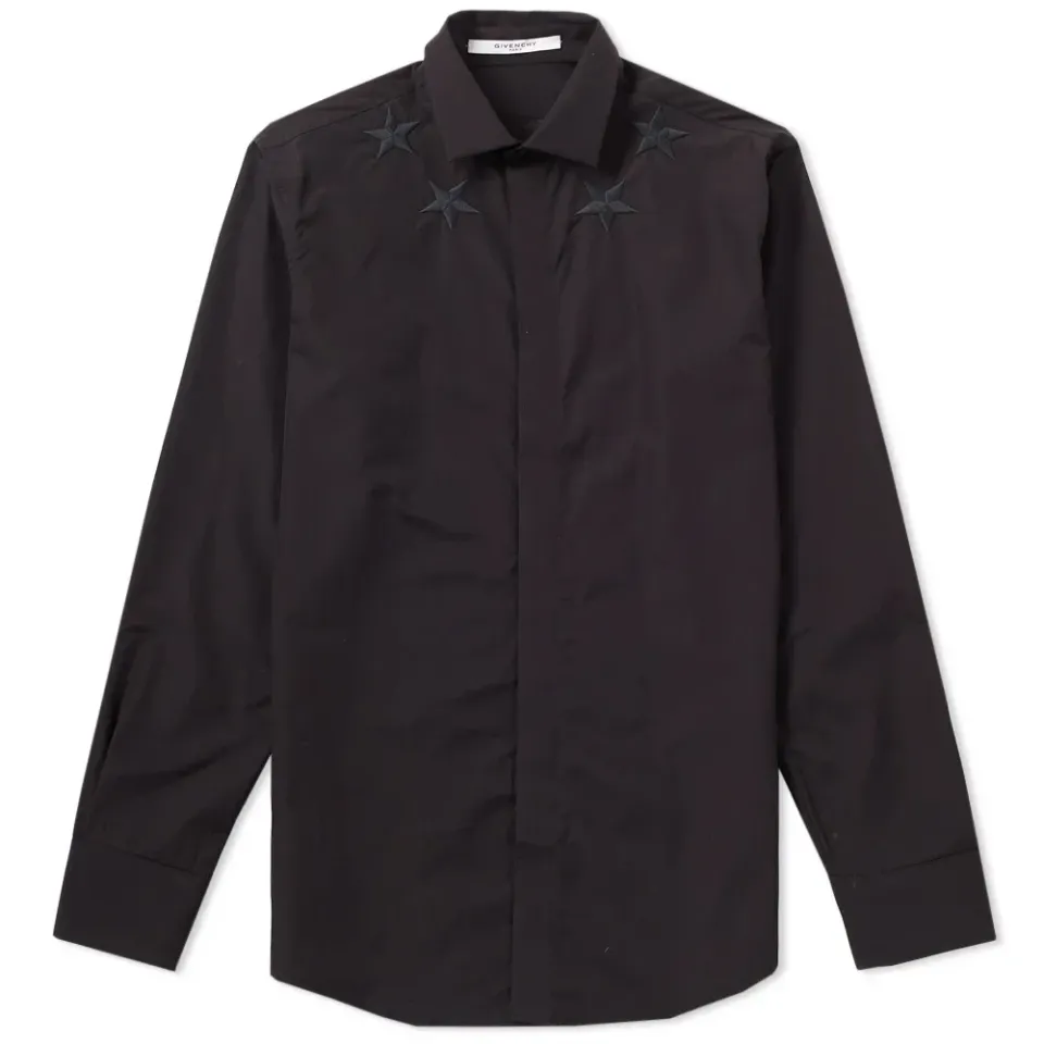 Regular Star Neck Poplin Shirt