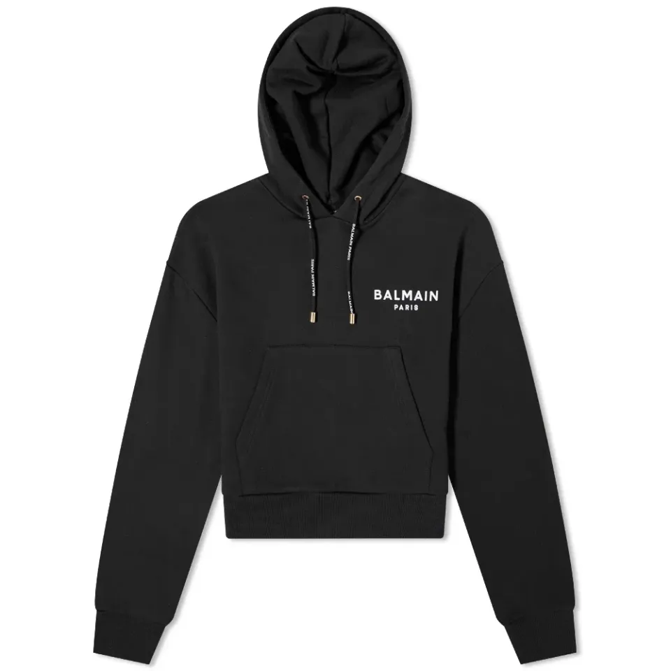 Flock Logo Cropped Hoodie