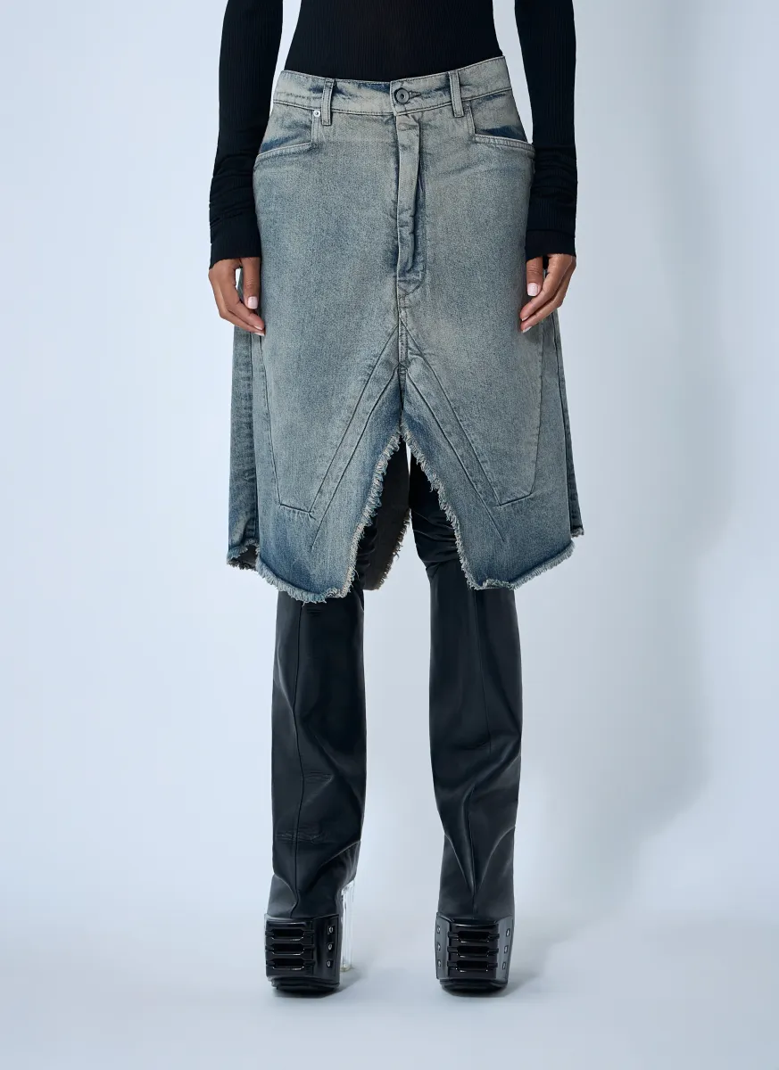 Slivered Denim Skirt