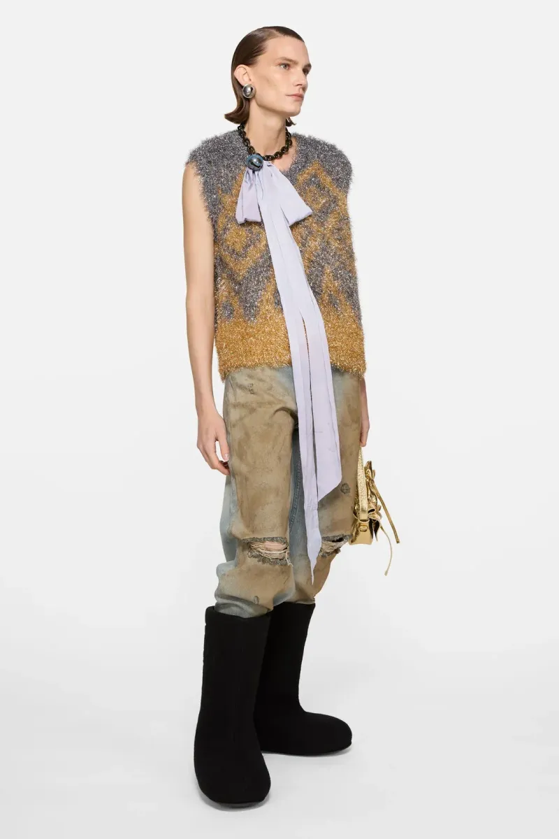 Metallic knit vest