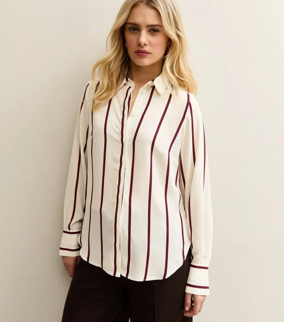 Women's Red and White Striped Shirt