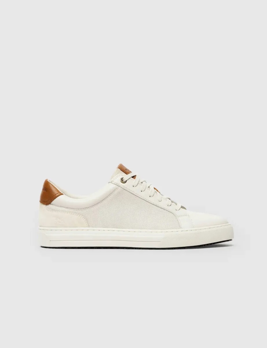 Leather Lace Up Trainers White