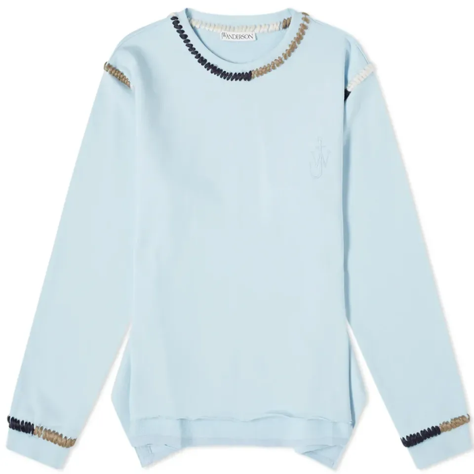 Asymmetric Contrast Stitch Crew Sweat