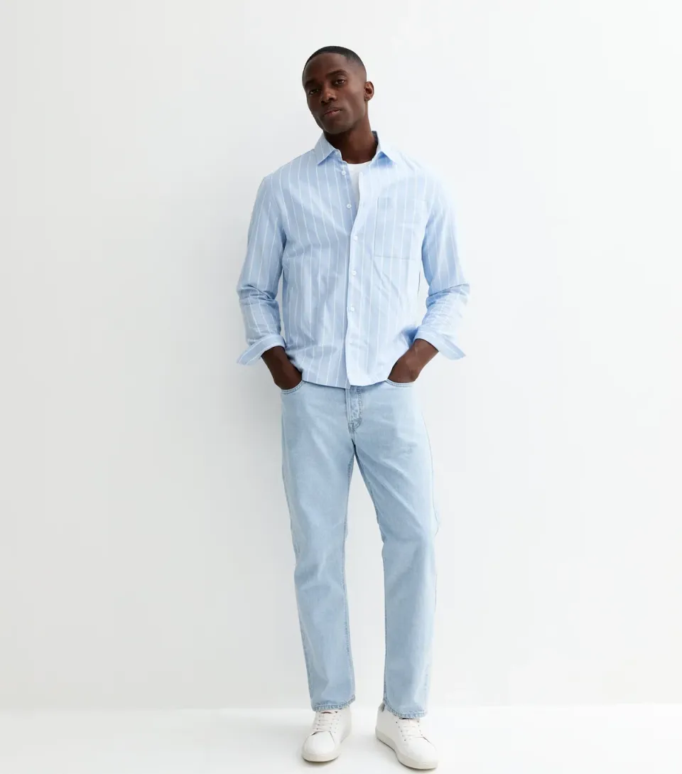 Men's Light Blue Straight Leg Jeans