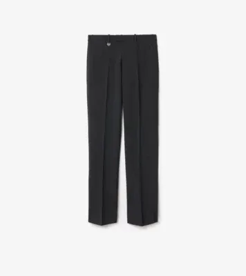 Wool Blend Sloane Tailored Trousers in Midnight grey melange