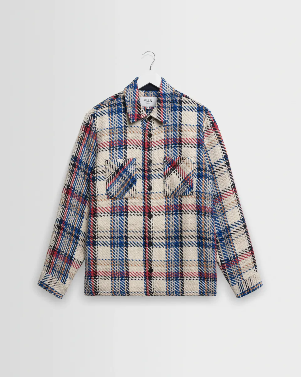 Whiting - Ecru and Red Jazz Weave Check Overshirt