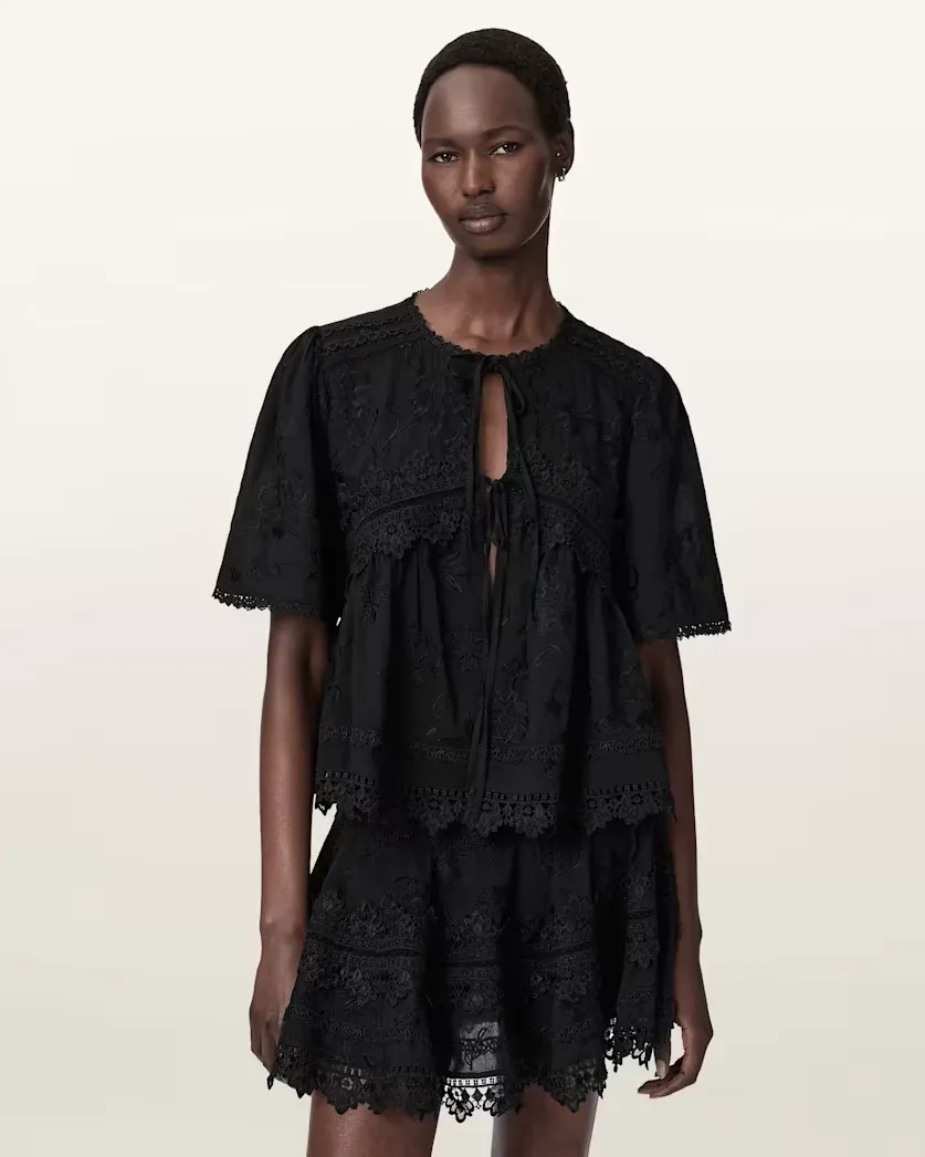 Lillith Embroidered Short Sleeve Top