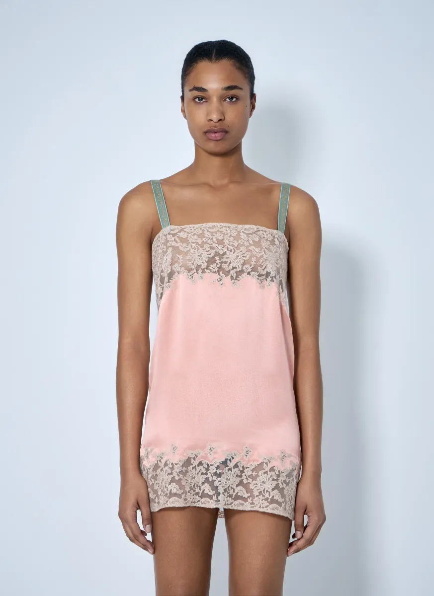 Sleeveless Lace-Trimmed Slip Dress
